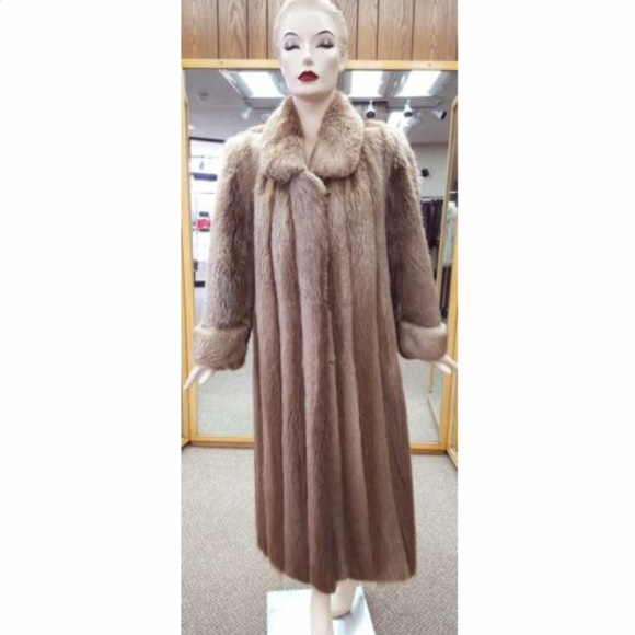 Blond Long Hair Letout Beaver Fur 49” Trench Coat